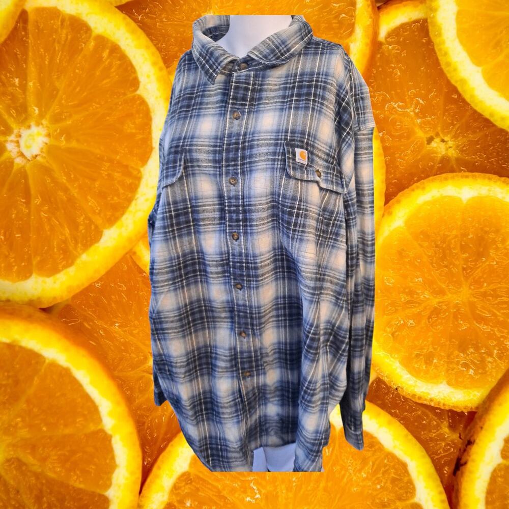 Carhartt Men's Plaid Original Fit Long Sleeve Button-Up Shirt Size‎ 3XL Tall